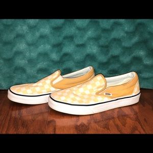 Yellow checkered slip-on vans